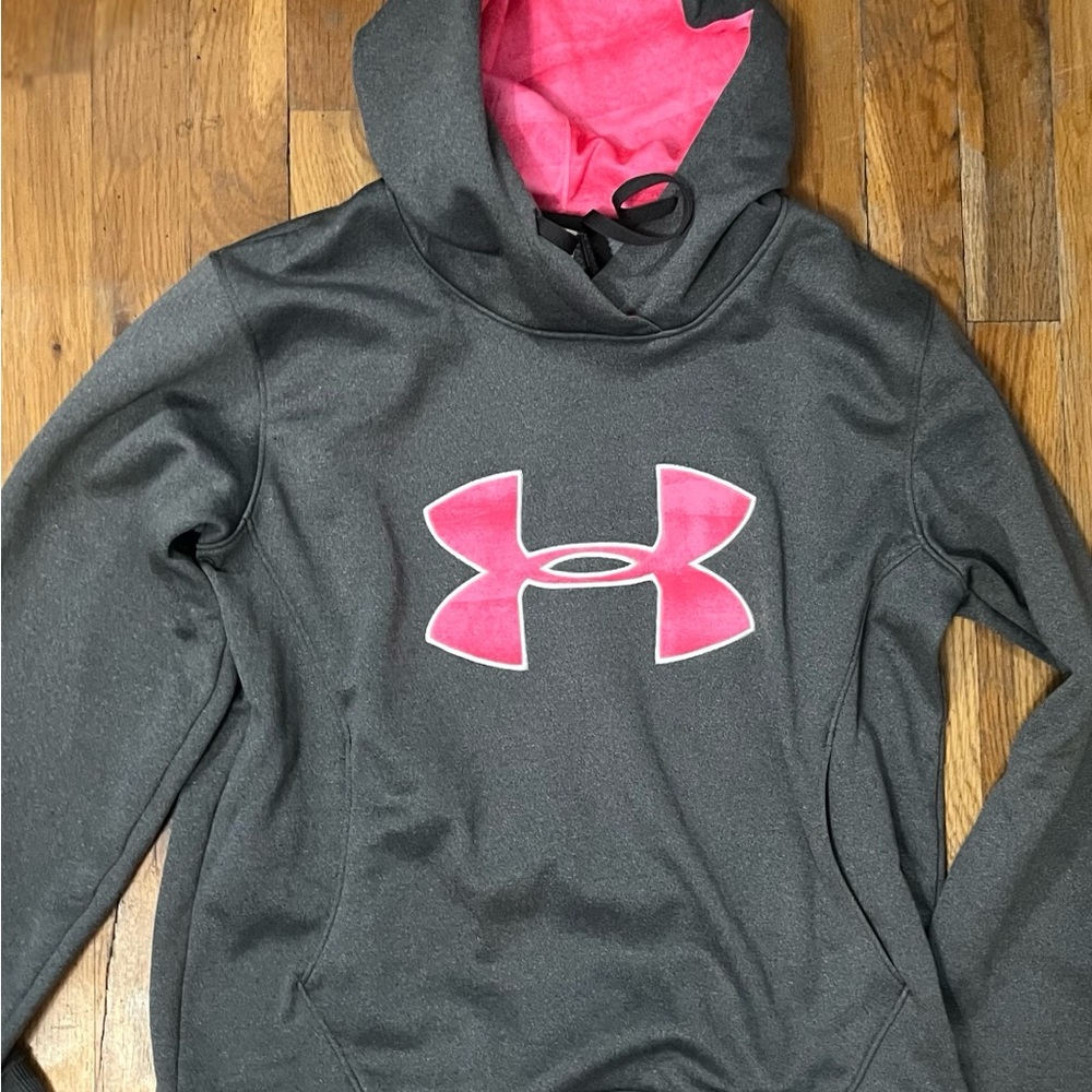 Under Armour Gray Hoodie with Pink Logo